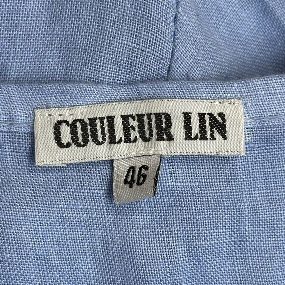 Couleur Lin Linen Midi Dress 10/12 Large IT46 Blue Asymmetrical Lagenlook Artsy - Picture 6 of 9